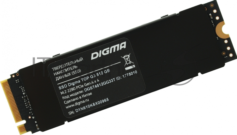 Накопитель SSD Digma PCI-E 4.0 x4 512Gb DGST4512GG33T Top G3 M.2 2280