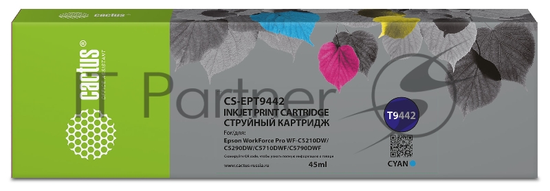 Картридж струйный Cactus CS-EPT9442 T9442 голубой (45мл) для Epson WorkForce WF-C5290DW/WF-C5790DW