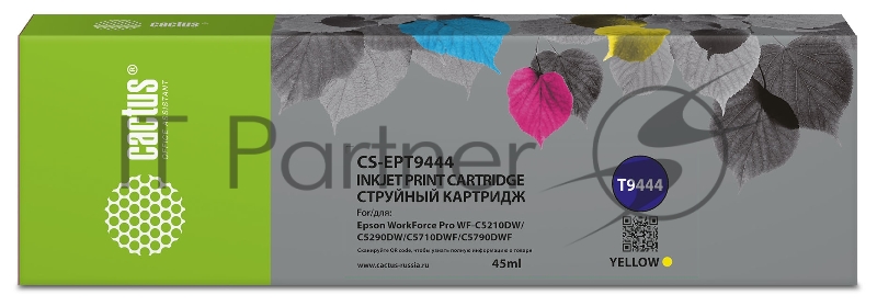 Картридж струйный Cactus CS-EPT9444 T9444 желтый (45мл) для Epson WorkForce WF-C5290DW/WF-C5790DW