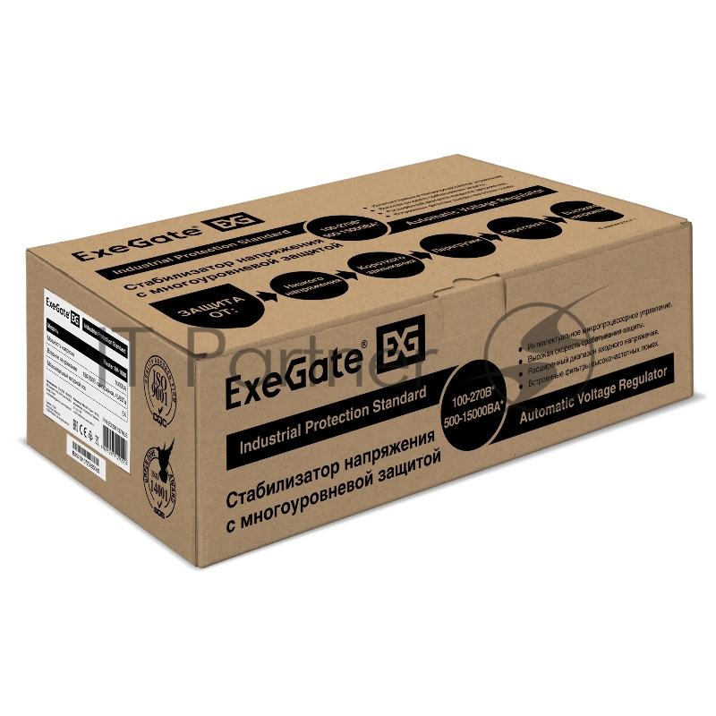 Стабилизатор напряжения ExeGate Master AV-1000 (1000ВА, 140-260В, цифр. индикация вход/вых. напряжения, 220В±8%, КПД 98%, 5 уровней защиты, задержка, метал.корпус, евророзетка, RTL)