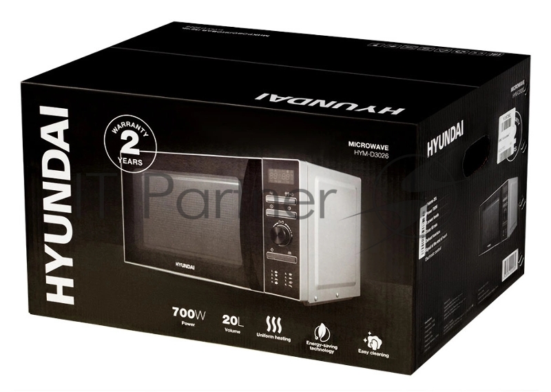Микроволновая печь HYUNDAI HYM-D3026, 700Вт, 20л, серебристый