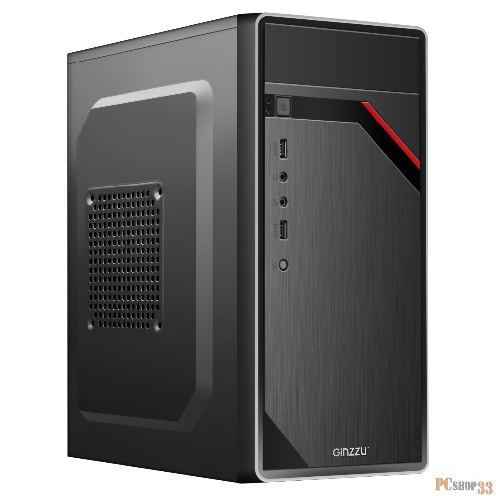 Корпус Ginzzu D180 2*USB 2.0,AU (500W 12 см)