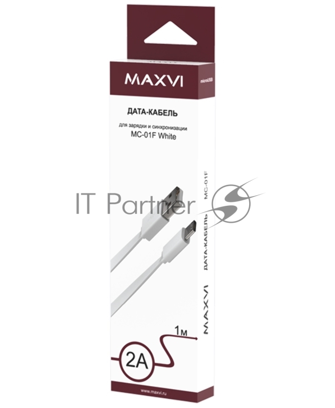 Кабель Maxvi MC-01F white USB-A - microUSB, 2A Описание: Плоский кабель, ток макс. нагрузки 2А, макс. напряжение 5V стандарт USB 2.0 длина 1м, материал PVC, белый