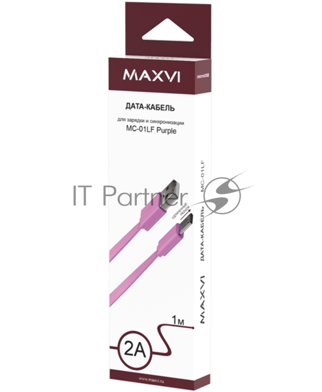 Кабель Maxvi MC-01LF purple USB-A - microUSB, 2A Описание: Плоский кабель, ток макс. нагрузки 2А, макс. напряжение 5V стандарт USB 2.0 длина разъема microUSB 10 мм, длина 1м, материал PVC, фиолетовый