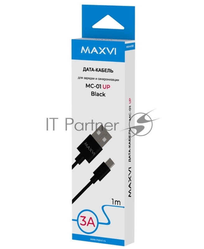 Кабель Maxvi MC-01 UP black USB-A - microUSB, 3A Описание: ток макс. нагрузки 3А, макс. напряжение 5V стандарт USB 2.0 длина 1м, материал PVC, черный