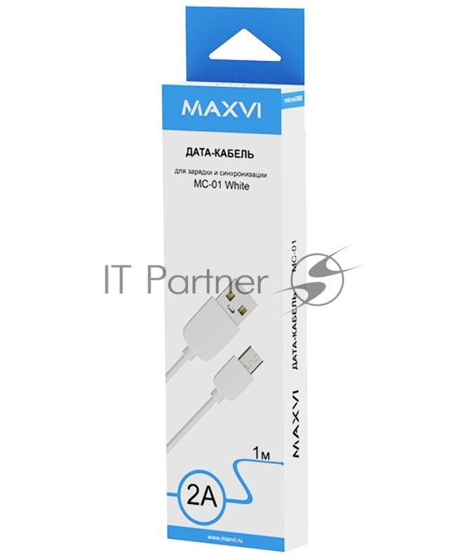 Кабель Maxvi MC-01 white USB-A - microUSB Описание: ток макс. нагрузки 2А, макс. напряжение 5V стандарт USB 2.0 длина 1м, материал PVC, белый