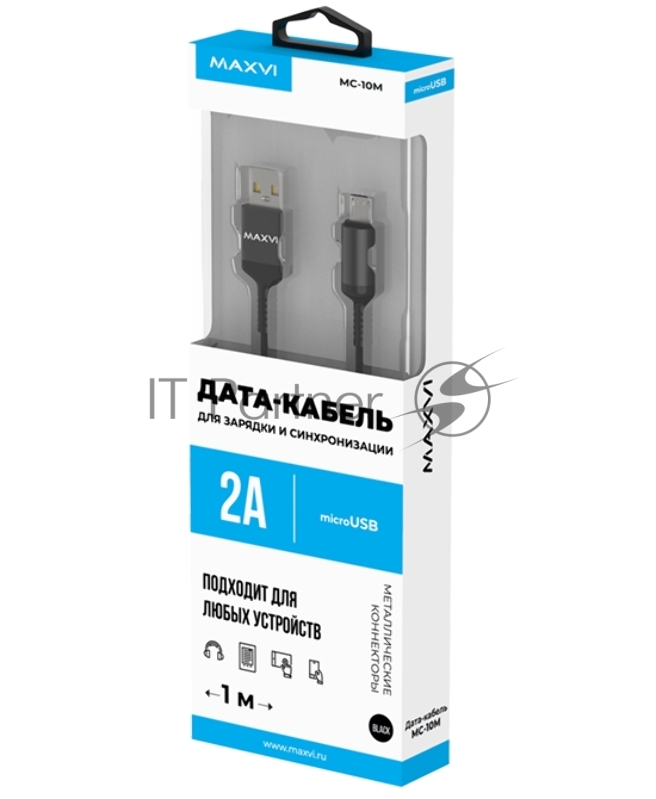 Кабель Maxvi MC-10M black, USB-A - microUSB, 2A Описание: ток макс. нагрузки 2А, макс. напряжение 5V стандарт USB 2.0 длина 1м, нейлоновая оплетка, металлические корпуса разъемов, цвет черный