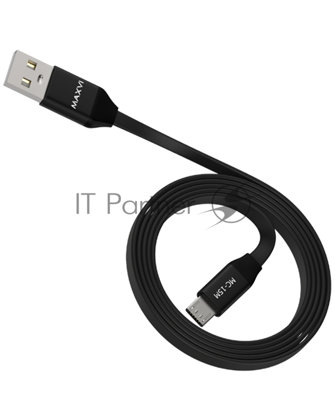 Кабель Maxvi MC-15M black, USB-A - microUSB, 2A Описание: ток макс. нагрузки 2А, макс. напряжение 5V стандарт USB 2.0 плоский кабель, длина 1м, оплетка TPE, металлические корпуса разъемов, цвет черный