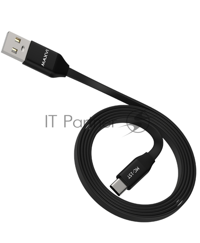 Кабель Maxvi MC-15T black, USB-A - Type-C, 2A Описание: ток макс. нагрузки 2А, макс. напряжение 5V стандарт USB 2.0 плоский кабель, длина 1м, оплетка TPE, металлические корпуса разъемов, цвет черный