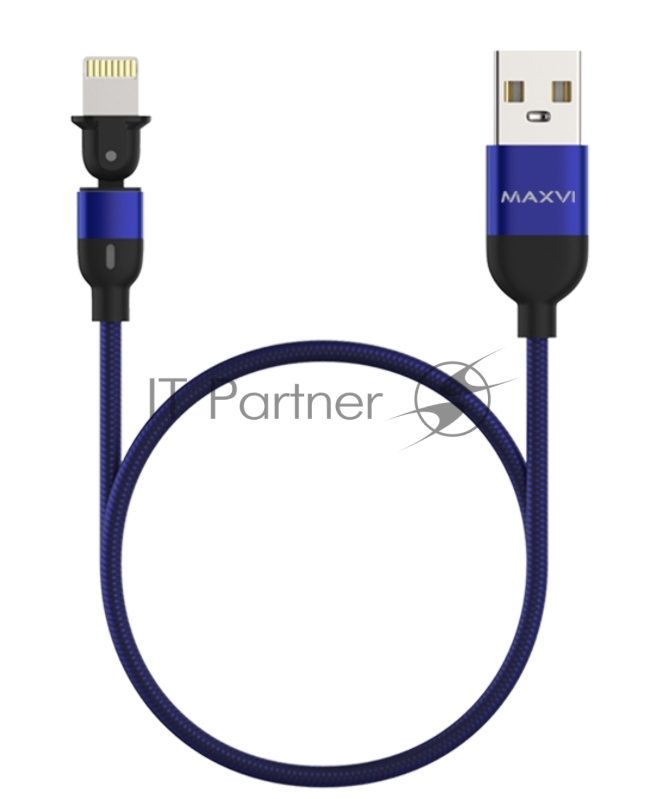 Кабель Maxvi MC-19L blue, USB-A - Lightning, 2.4A, LED Описание: ток макс. нагрузки 2.4А, макс. напряжение 5V стандарт USB 2.0 длина кабеля 1.5м, нейлоновая оплетка , металлические корпуса разъемов,LED подсветка, цвет: синий