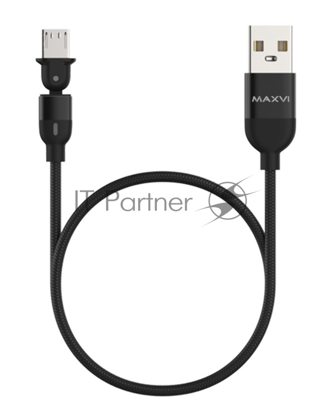 Кабель Maxvi MC-19M black, USB-A - microUSB, 2.4A, LED Описание: ток макс. нагрузки 2.4А, макс. напряжение 5V стандарт USB 2.0 длина кабеля 1.5м, нейлоновая оплетка , металлические корпуса разъемов,LED подсветка, цвет: черный