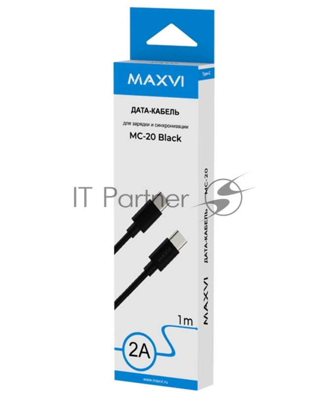Кабель Maxvi MC-20 black Type-C - Type-C, 2A Описание: ток макс. нагрузки 2А, макс. напряжение 5V, длина кабеля 1м, материал PVC, черный