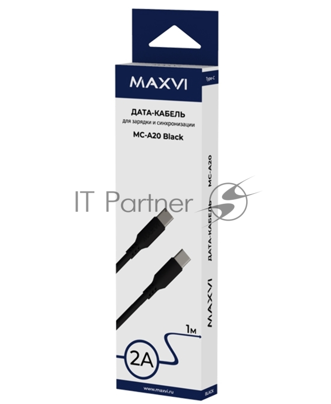 Кабель Maxvi MC-A20 black Type-C - Type-C, 2A Описание: ток макс. нагрузки 2А, макс. напряжение 5V, длина кабеля 1м, материал PVC, черный