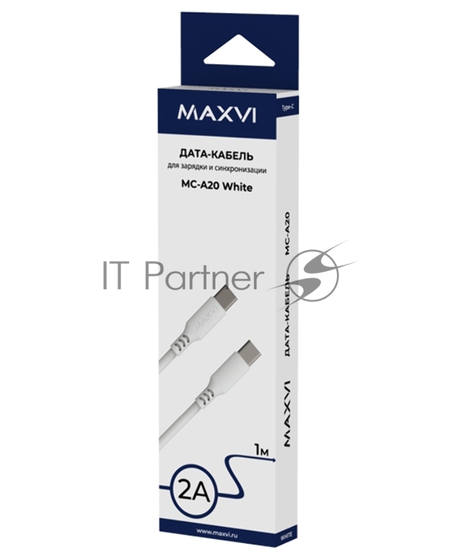 Кабель Maxvi MC-A20 white Type-C - Type-C, 2A Описание: ток макс. нагрузки 2А, макс. напряжение 5V, длина кабеля 1м, материал PVC, белый
