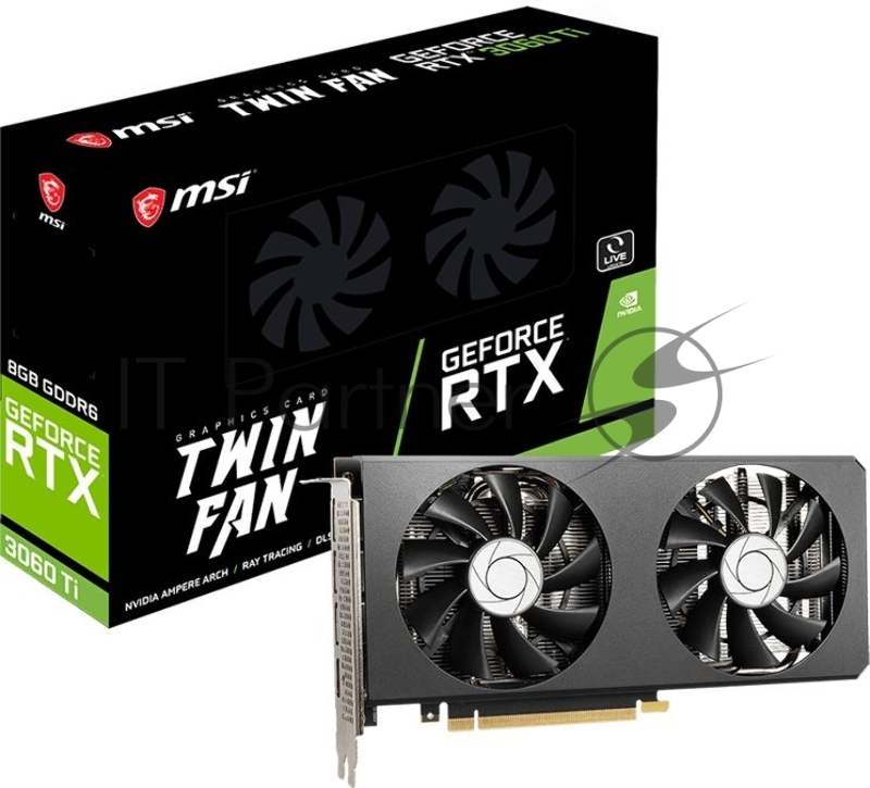 Видеокарта MSI PCI-E 4.0 RTX 3060 Ti TWIN FAN 8G LHR NVIDIA GeForce RTX 3060Ti 8192Mb 256 GDDR6 1695/14000 HDMIx1 DPx3 HDCP Ret