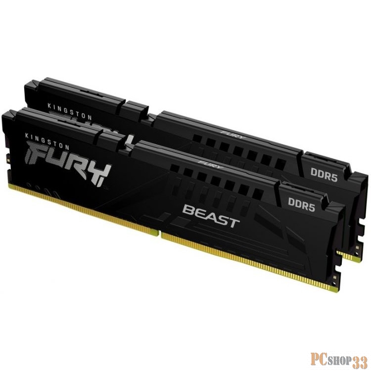 Модуль памяти DDR 5 DIMM 16Gb PC44800, 5600Mhz, Kingston FURY Beast Black CL40 (Kit of 2) (KF556C40BBK2-16) (retail)
