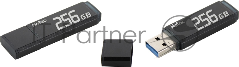Флеш Диск Netac U351 256Gb <NT03U351N-256G-30BK>, USB3.0, с колпачком, металлическая чёрная