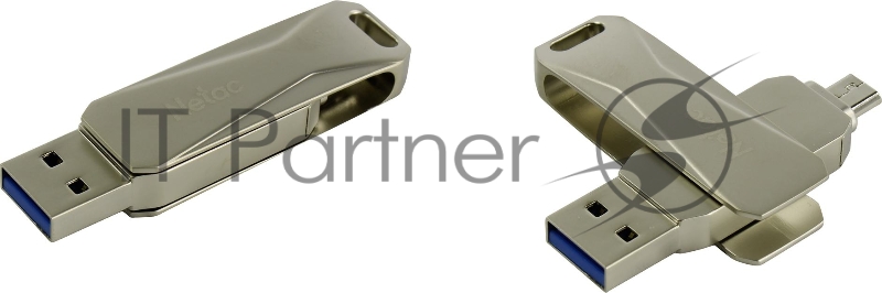 Флеш Диск Netac U381 64Gb <NT03U381B-064G-30PN>, USB3.0+microUSB, металлическая