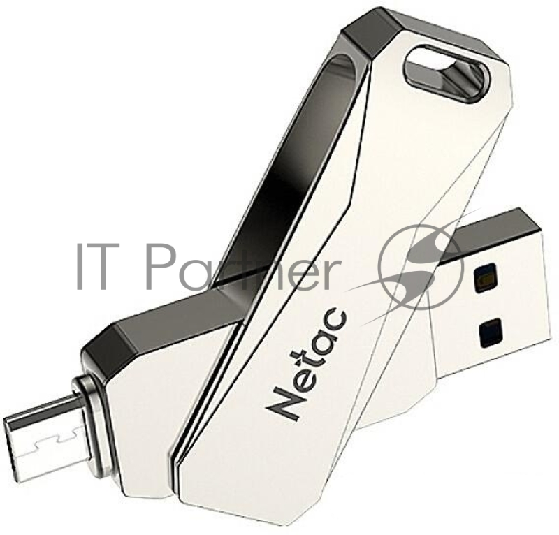 Флеш Диск Netac U381 64Gb <NT03U381B-064G-30PN>, USB3.0+microUSB, металлическая