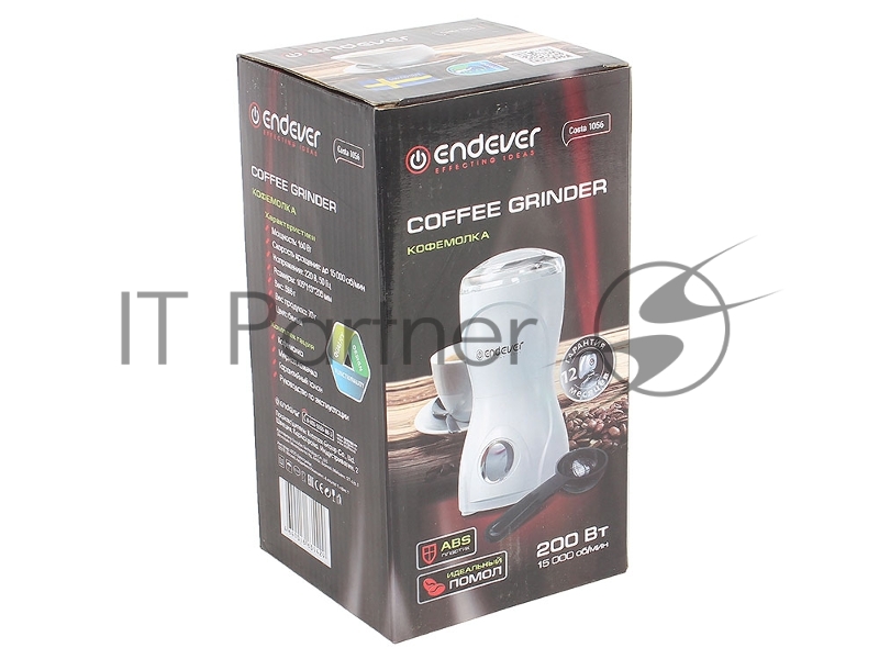 Кофемолка Endever Costa-1056, 160 Вт, до 15000 об/мин, вес продукта для помола 70 гр, ABS-пластик, защита от перегрева двигателя, низкий уровень шума