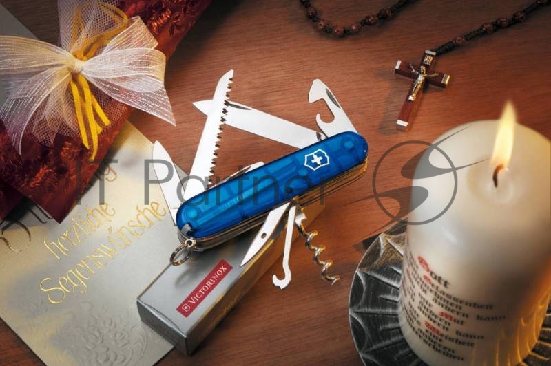 Нож перочинный Victorinox Huntsman (1.3713.T2) 91мм 15функций синий полупрозрачный карт.коробка