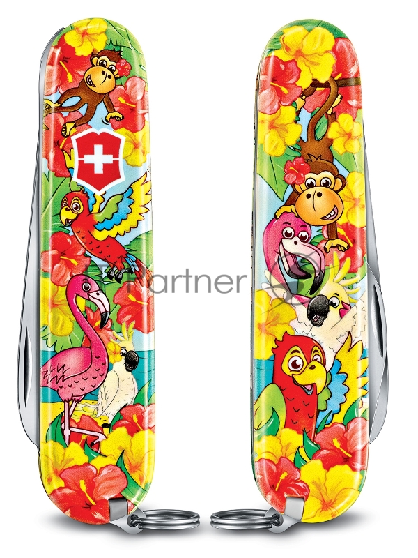 Нож перочинный Victorinox My First Victorinox Parrot Edition (0.2373.E3) 84мм 9функций красный/рисунок карт.коробка
