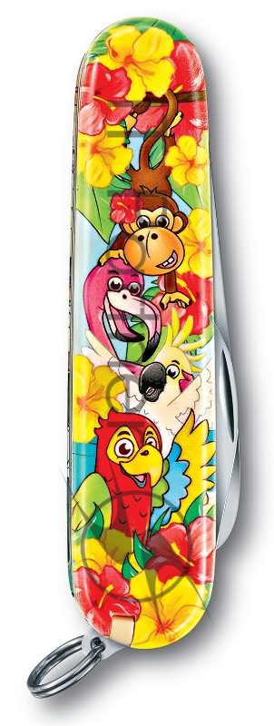 Нож перочинный Victorinox My First Victorinox Parrot Edition (0.2373.E3) 84мм 9функций красный/рисунок карт.коробка