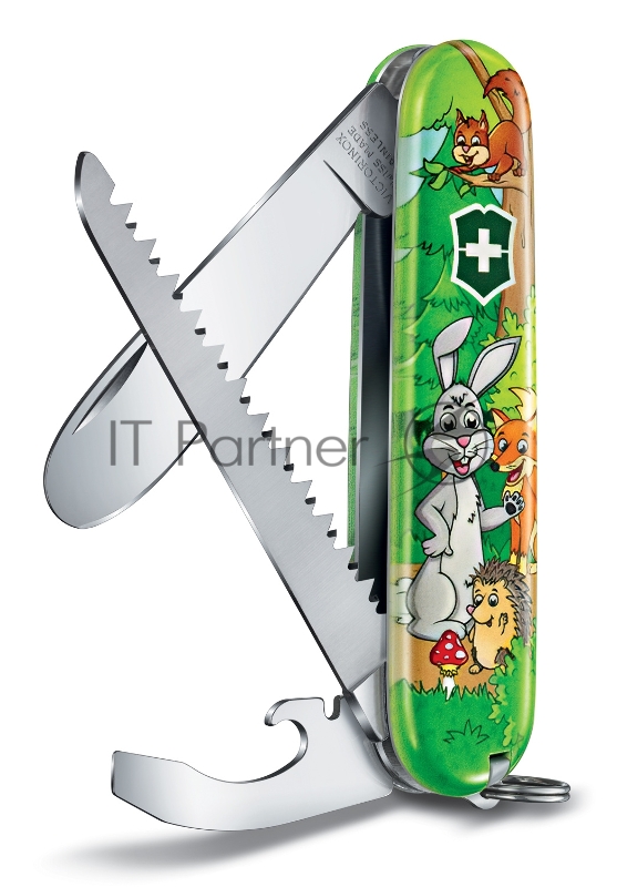 Нож перочинный Victorinox My First Victorinox Rabbit Edition (0.2373.E2) 84мм 9функций зеленый/рисунок карт.коробка