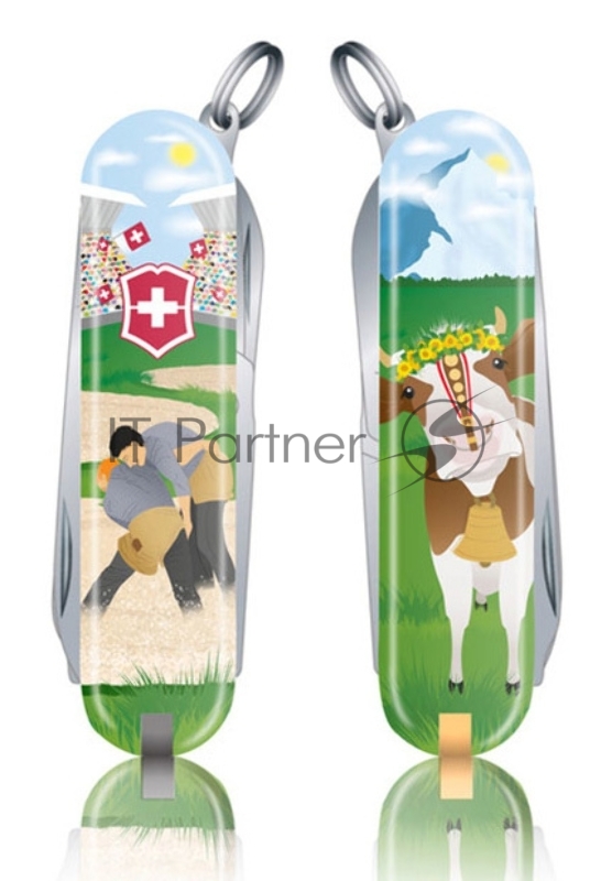 Нож перочинный Victorinox Classic LE2020 Swiss Wrestling (0.6223.L2009) 58мм 7функций зеленый/рисунок