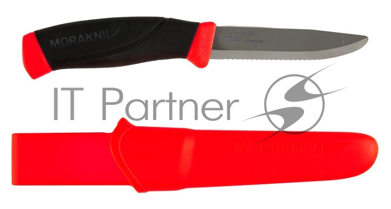 Нож Morakniv Companion F (11828) стальной лезв.99мм серрейт. заточка черный/красный