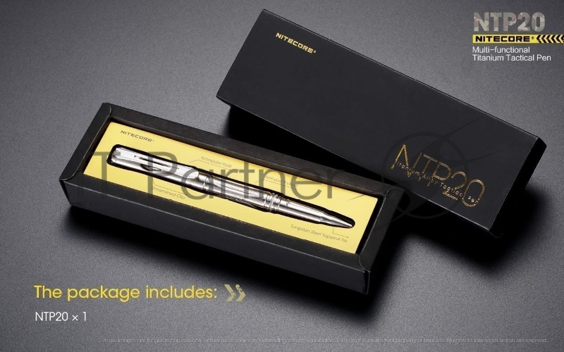 Ручка тактическая Nitecore NTP20 серебристый титан доп.ф.:стеклобой подар.кор.
