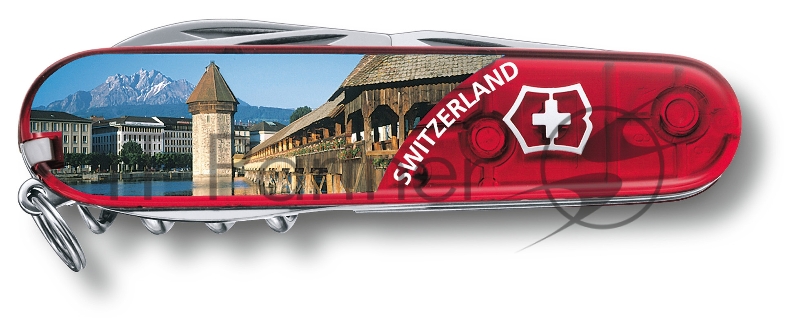 Нож перочинный Victorinox Climber Luzern (1.3703.TE1) 91мм 14функц. красный полупрозрачный/рисунок подар.коробка