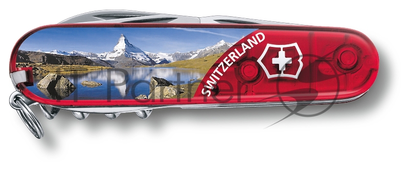 Нож перочинный Victorinox Climber Matterhorn (1.3703.TE2) 91мм 14функц. красный полупрозрачный/рисунок подар.коробка