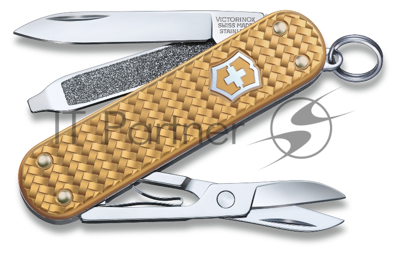 Нож-брелок Victorinox Classic SD Precious Alox, 58 мм, 5 функций, Brass Gold (подар. упаковка)