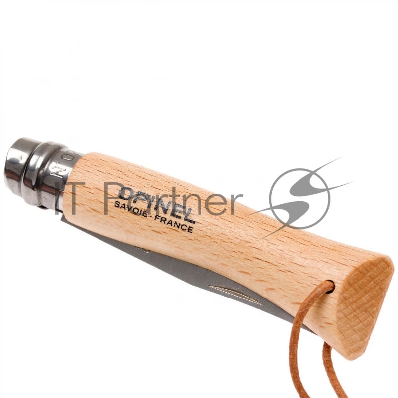 Нож Opinel №7, рукоять из бука, кожаный темляк
