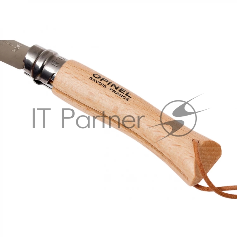 Нож Opinel №7, рукоять из бука, кожаный темляк