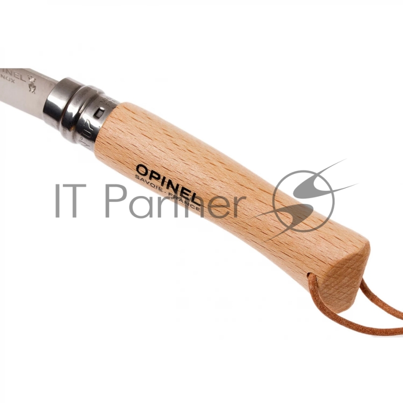 Нож Opinel №7, рукоять из бука, кожаный темляк