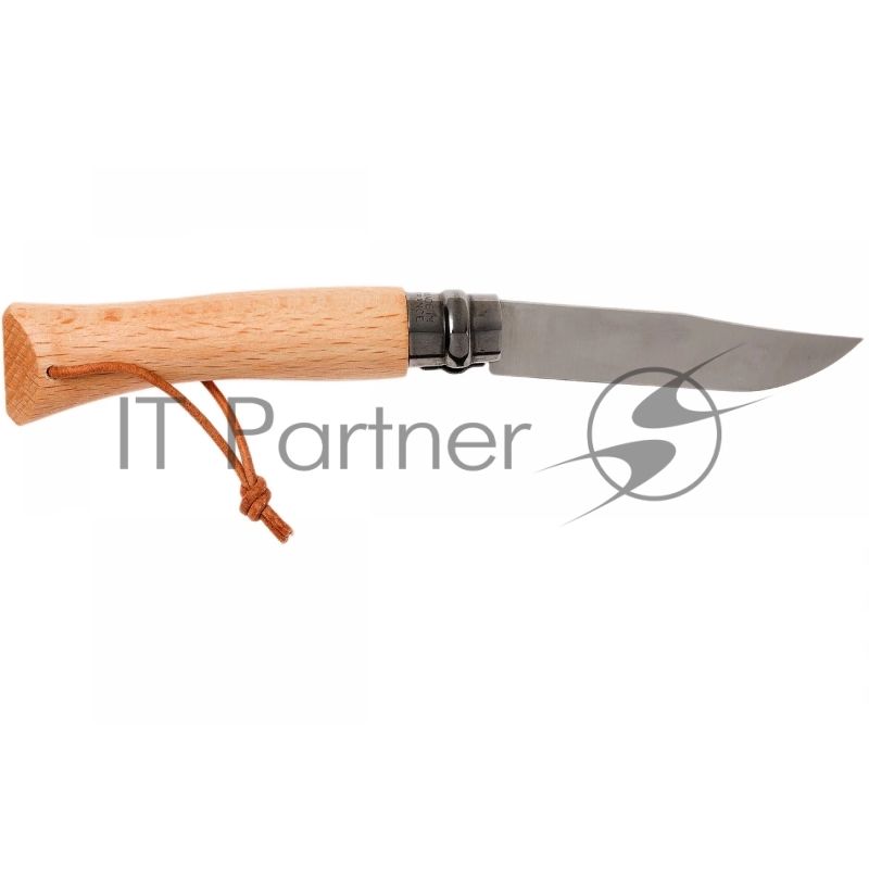 Нож Opinel №7, рукоять из бука, кожаный темляк
