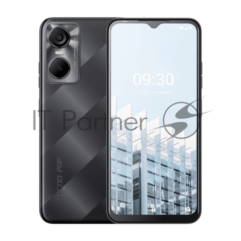 Смартфон Tecno BE8 POP 6 Pro 32+2 Polar Black, 6.56 Asahi Glass, 20:9, 1612 x 720 пикселей, 2.0GHz, 4 Core, 2GB RAM, 32GB, up to 256GB flash, 8Mpix + AF/5Mpix, 2 Sim, 4G, BT v5.0, GPS, A-GPS, USB, 5000mAh, Android 12 S-GO, 195g, 164,87мм x76,25мм x 8