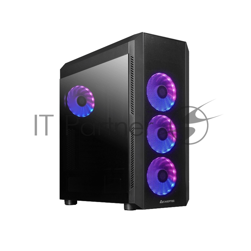 Корпус Chassis Chieftec Scorpion 4 Black, ATX Gaming case, T Glass, 4x RGB fan, MB sync, remote, Mesh Front Panel