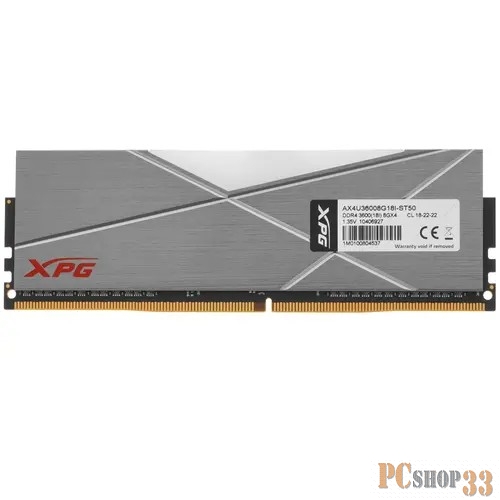 Модуль памяти 8GB ADATA DDR4 3600 DIMM XPG Spectrix D50 RGB Gaming Memory AX4U36008G18I-ST50 Non-ECC, CL18, 1.35V, RTL (934581)