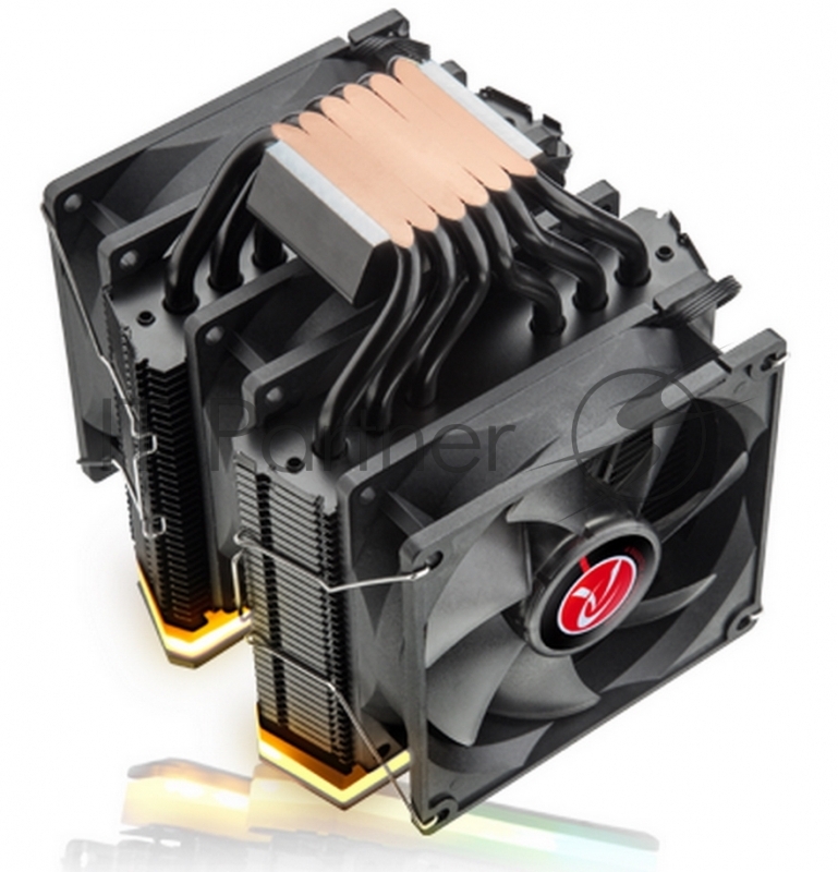 Кулер Raijintek DELOS RBW 0R10B00096 (5V Addressable RGB cable) 6*6mm Heast-pipe Dual tower desing Rainbow (Addressable) LED 9025 PWM fan *3pcs Compatible with modern INTEL/AMD CPU socket Solid and univeral monting kits TDP 200W