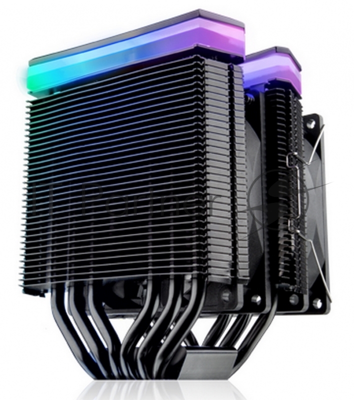 Кулер Raijintek DELOS RBW 0R10B00096 (5V Addressable RGB cable) 6*6mm Heast-pipe Dual tower desing Rainbow (Addressable) LED 9025 PWM fan *3pcs Compatible with modern INTEL/AMD CPU socket Solid and univeral monting kits TDP 200W