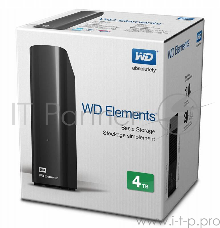 Носитель информации WD Portable HDD 4Tb Elements Desktop WDBWLG0040HBK-EESN {USB3.0, 3.5