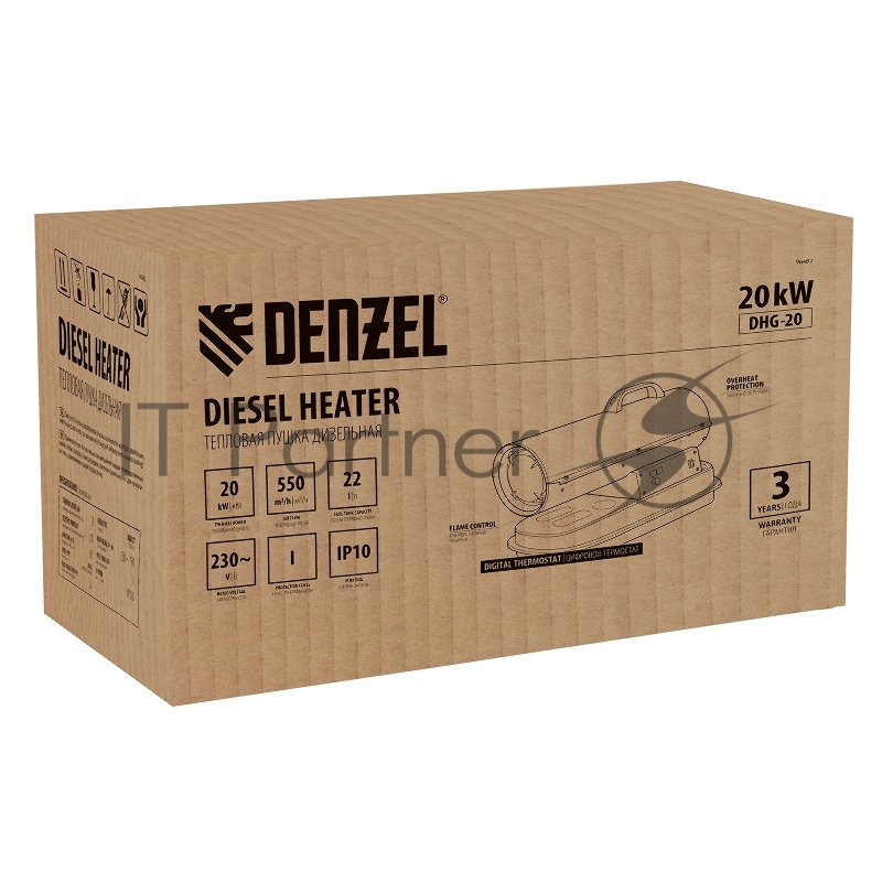 Дизельная тепловая пушка DHG-20, 20 кВт, 500 м3/ч, прямой нагрев// Denzel