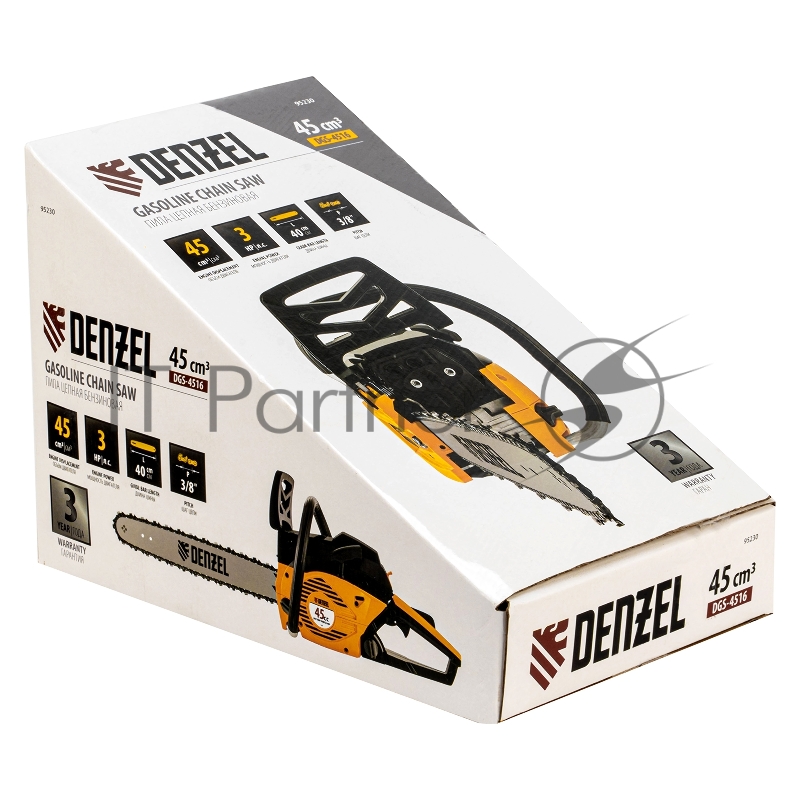 Пила цепная бензиновая DGS-4516, шина 40 см, 45см3, 3,0 л.с., шаг 3/8, паз 1,3 мм, 57 зв// Denzel