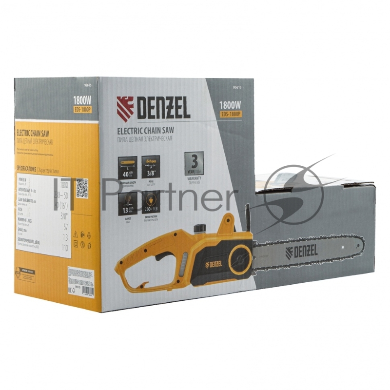 Пила цепная электрическая EDS-1800P, 1,8кВт,поперечная,шина 40см,шаг 3/8, паз 1,3мм, 57зв// Denzel