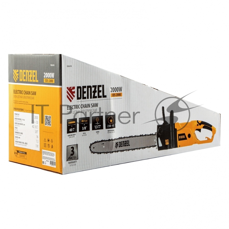 Пила цепная электрическая EDS-2000, 2кВт,продольная,шина 40см,шаг 3/8, паз 1,3мм, 56зв// Denzel