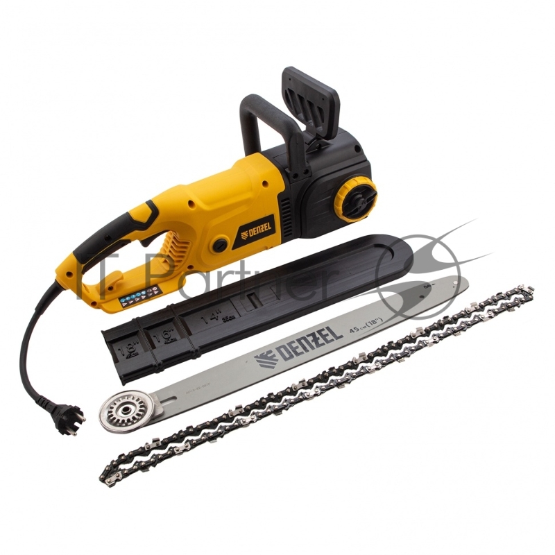 Пила цепная электрическая EDS-2200, 2,2кВт,продольная,шина 45см,шаг 3/8, паз 1,3мм, 62зв// Denzel