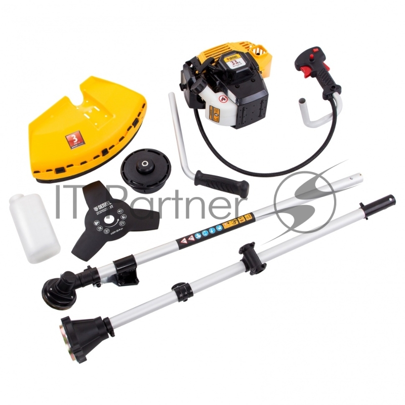 Триммер бензиновый DR-33S, 33 см3, разъемная штанга, состоит из 2 частей// Denzel